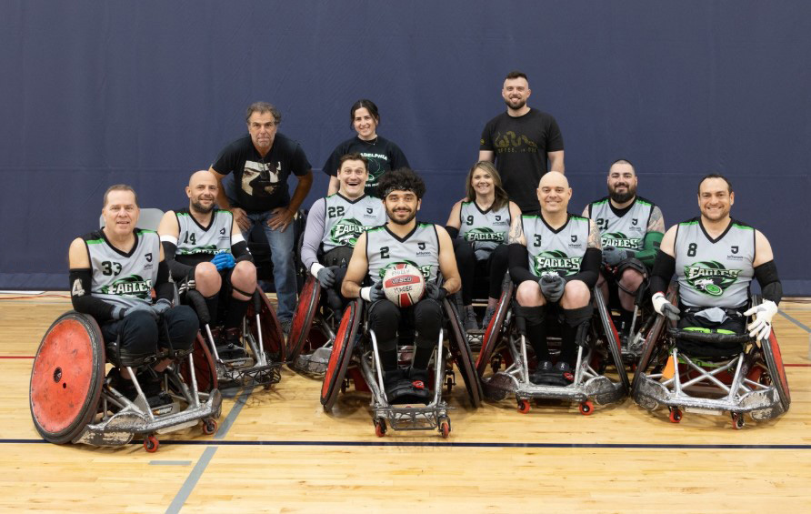 This image shows the 2025 Jefferson Moss-Magee Rehabilitation wheelchair rugby team