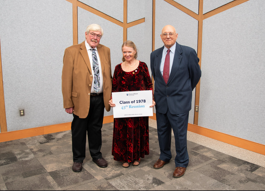 This image shows a photo of Robert Boran with two Class of 1978 classmates at their 45-year reunion in 2023.